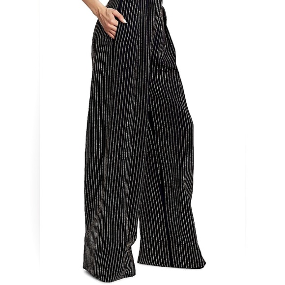 GloryStar Wide Leg Pinstripe stretch back slacks Trouser Pants XXL fit like L/XL - Picture 1 of 11